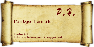 Pintye Henrik névjegykártya